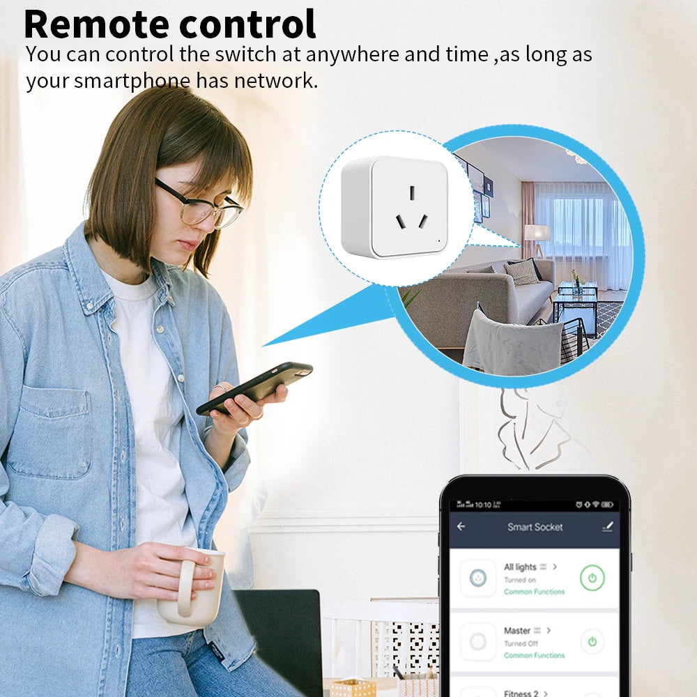 SIXWGH Zigbee Smart Socket AU Plug Adapter Tuya Smart Life App Wireless