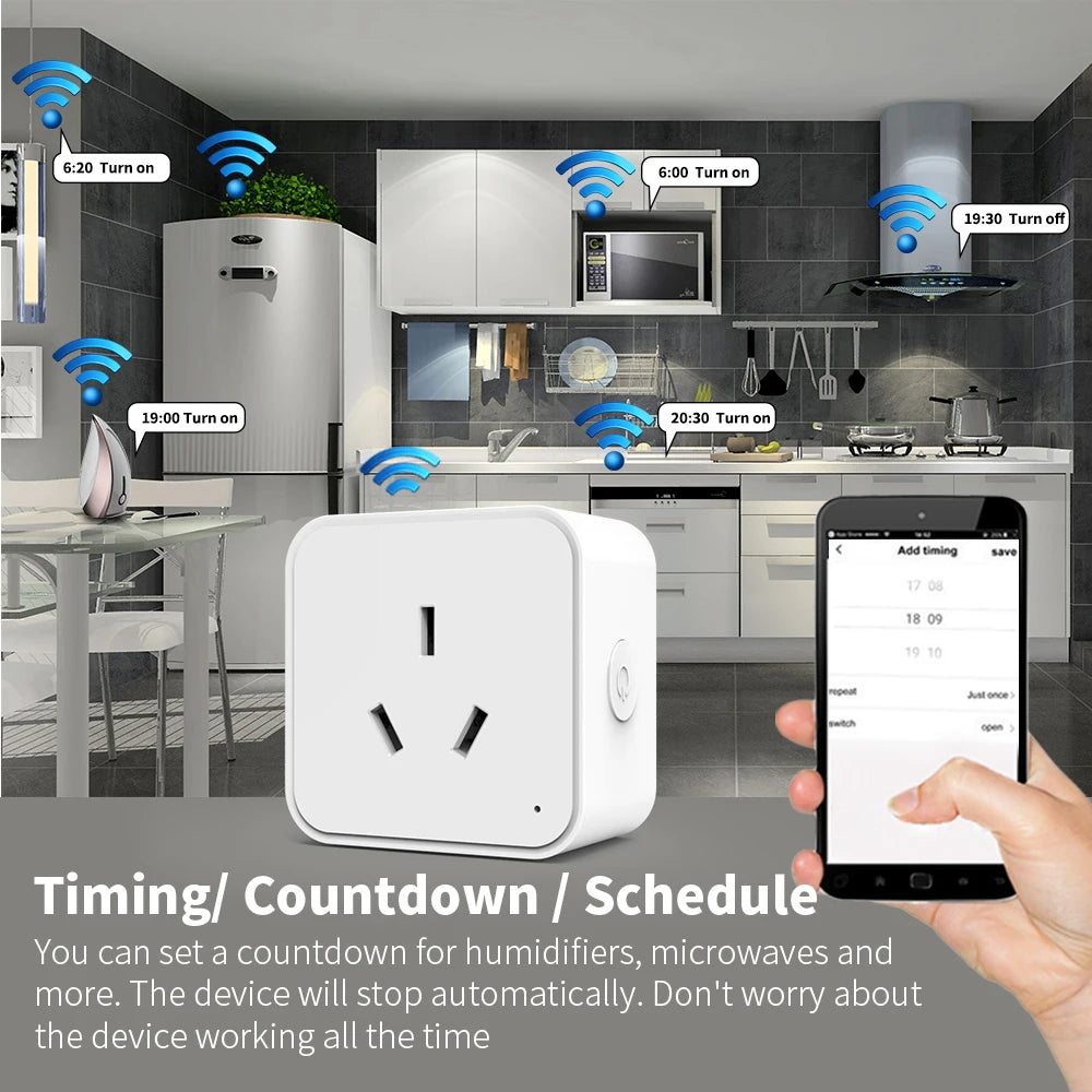 SIXWGH Zigbee Smart Socket AU Plug Adapter Tuya Smart Life App Wireless