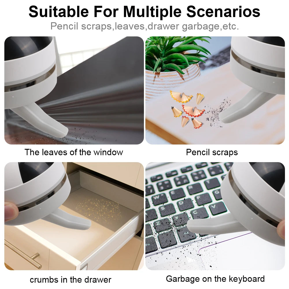 Desk Dust Vacuum With Clean Brush For Home Office Table Sweeper Desktop