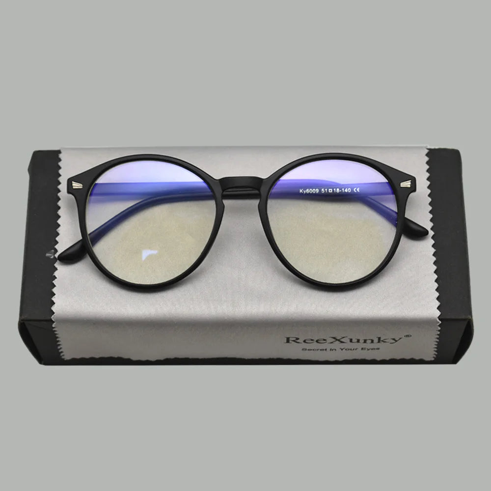Blue Light Blocking Glasses, Vintage Round Full Frame with Metal Rivet Details