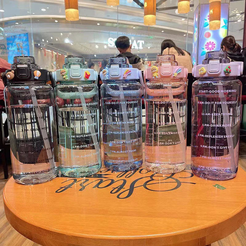 2 Liter Water Bottle with Straw Female Jug Girls Portable Travel bottles Fitness