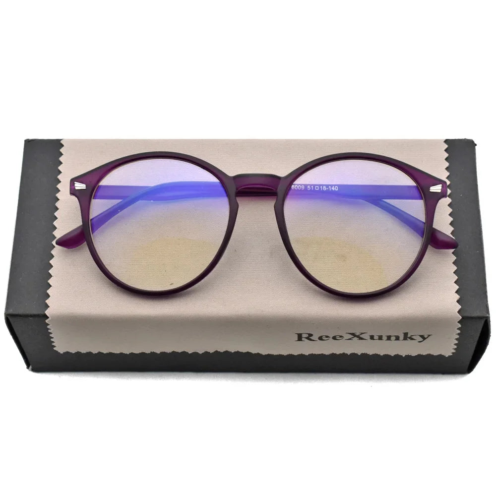 Blue Light Blocking Glasses, Vintage Round Full Frame with Metal Rivet Details