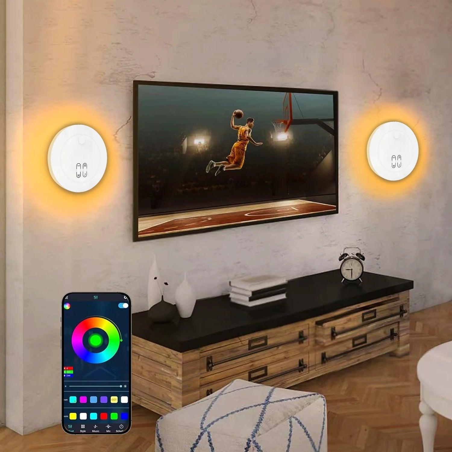 Smart LED Wall  Light, APP Control, Dynamic RGBIC Light with Music Sync