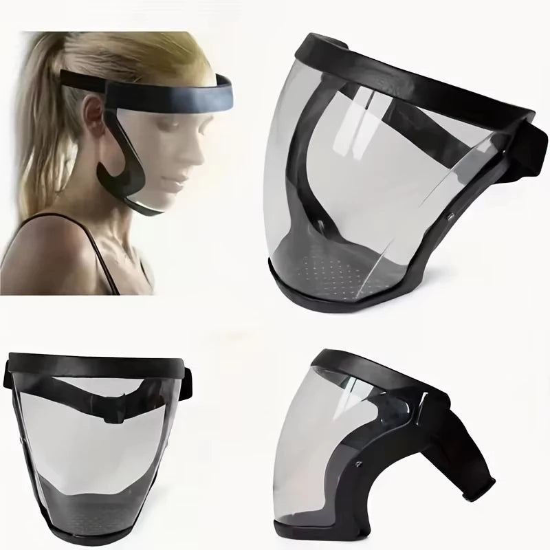 Full-Face Transparent Protection Mask with Adjustable Buckle - Reusable