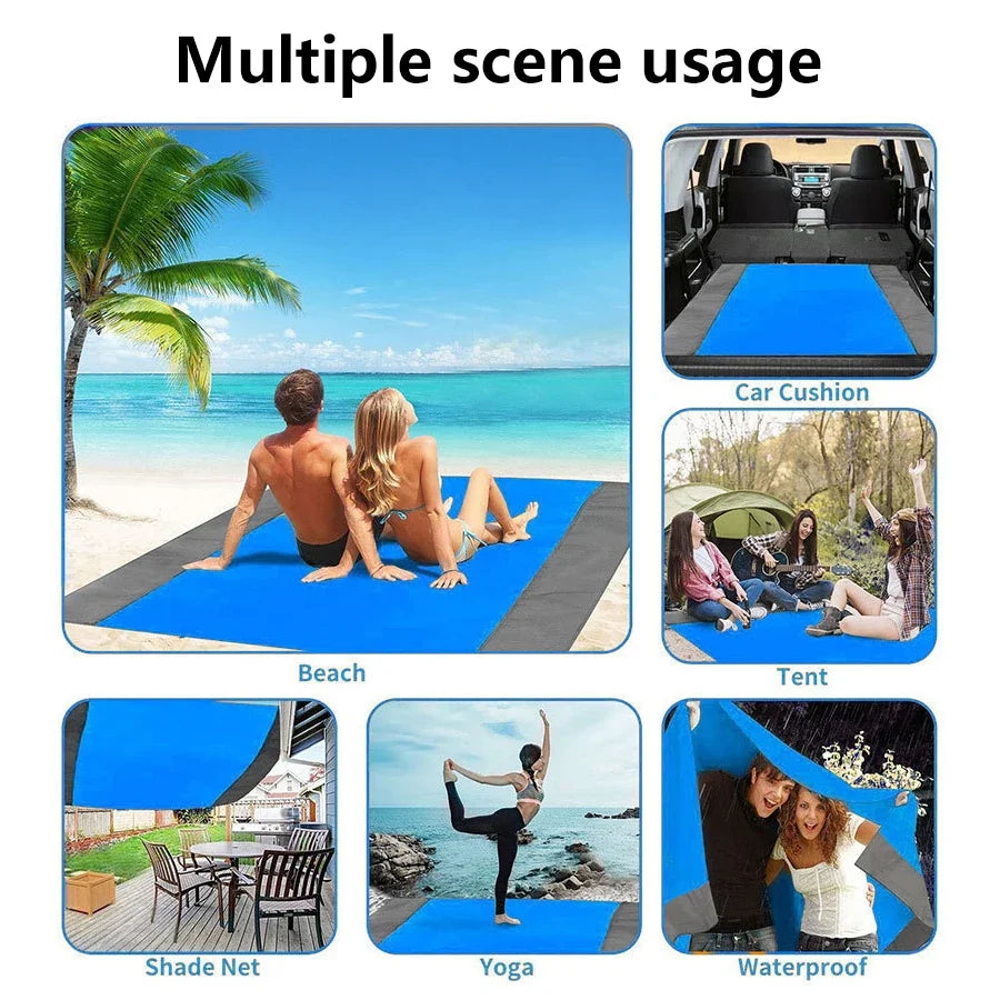 Portable Beach Blanket 200*210cm Sandproof Beach Mat Waterproof Quick