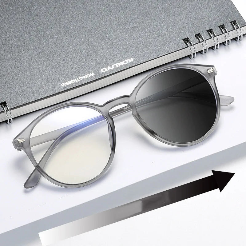 Blue Light Blocking Glasses, Vintage Round Full Frame with Metal Rivet Details