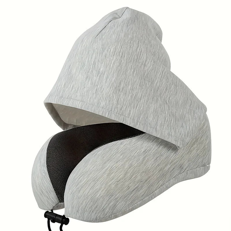 Memory Foam Hooded U-Shaped Travel Pillow with Detachable Cover Portable