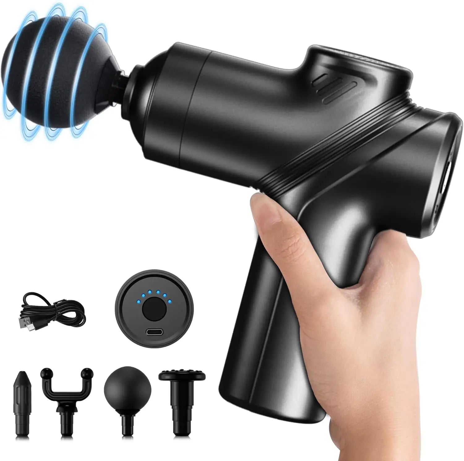 Massage Gun Silent Brushless Motor Portable Massager with 4 Interchangeable