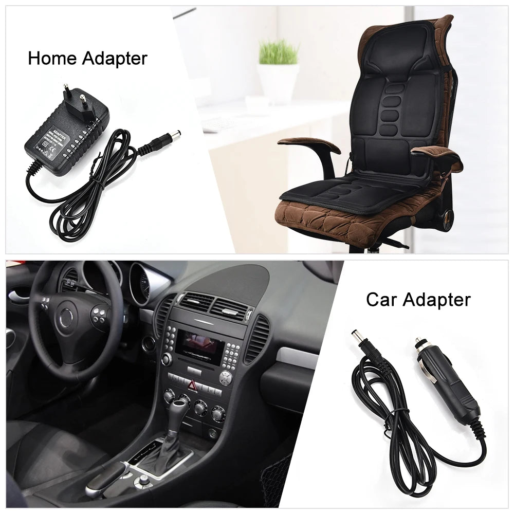 Electric Back Massager Heating Vibrating Full Body Cushion Lumbar Shoulder Pain