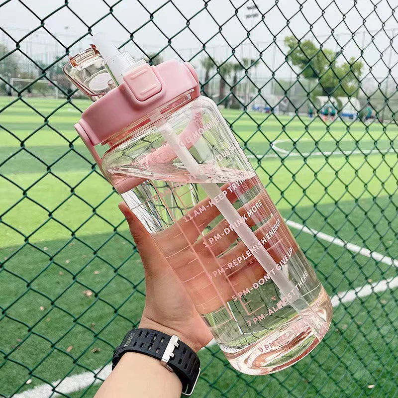 2 Liter Water Bottle with Straw Female Jug Girls Portable Travel bottles Fitness