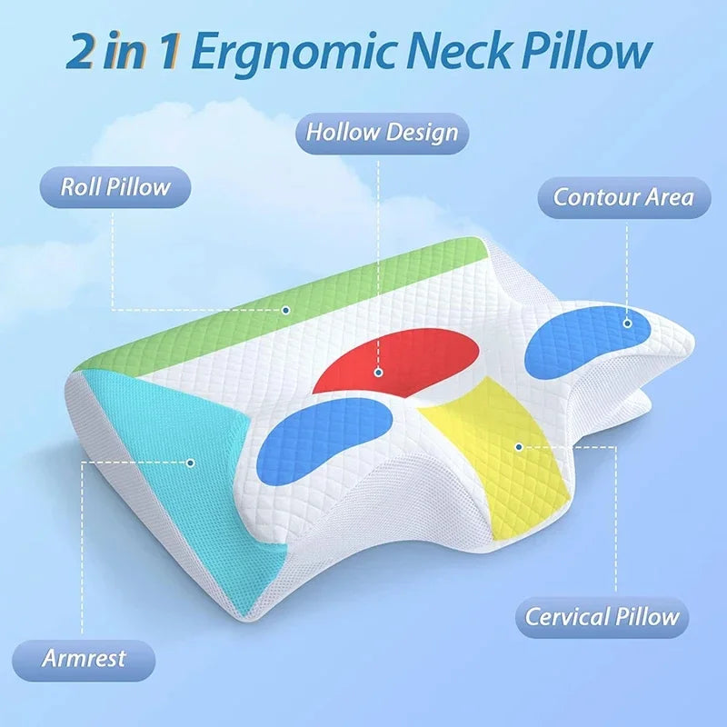 New 2 in 1 Ergonomic Memory Foam pillow Help Sleep,Protect The Neck