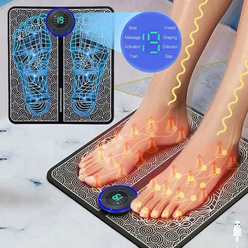 Foot Massager Foldable Portable Electric Massage Pad with Multiple Gear