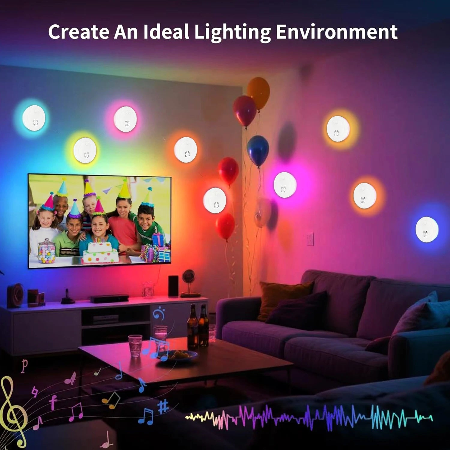 Smart LED Wall  Light, APP Control, Dynamic RGBIC Light with Music Sync