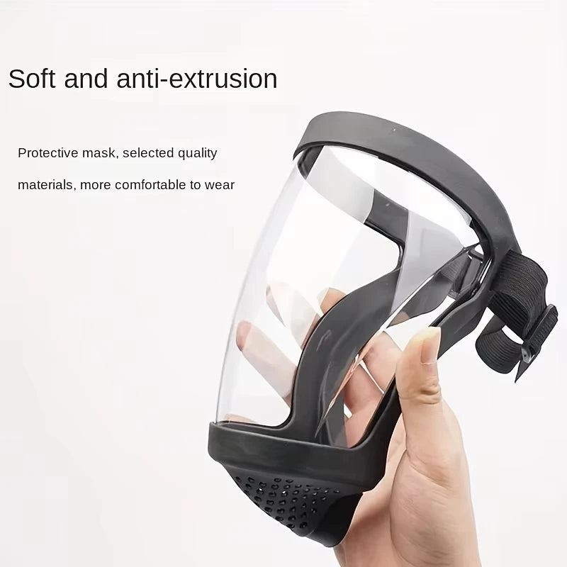 Full-Face Transparent Protection Mask with Adjustable Buckle - Reusable