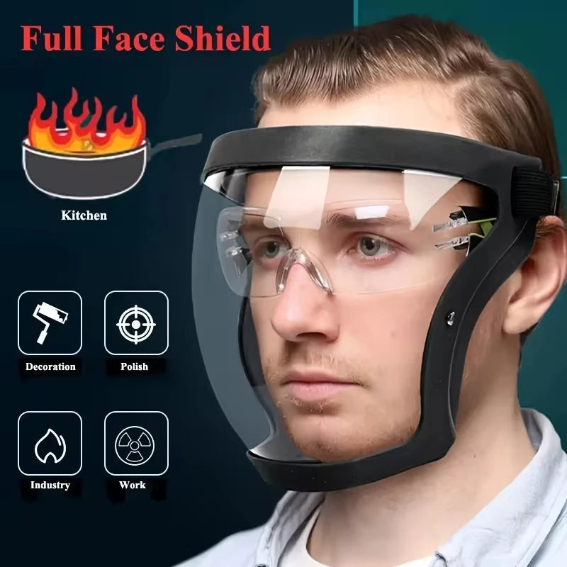 Full-Face Transparent Protection Mask with Adjustable Buckle - Reusable