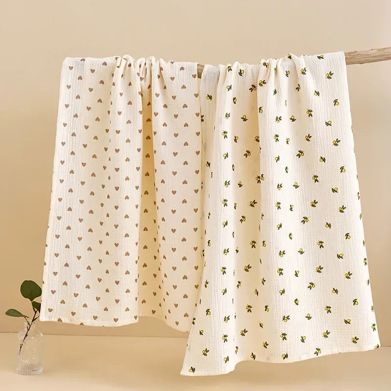 Baby Blanket Newborn Muslin Swaddle 2 Layer Cotton Bath Towel Summer Stroller