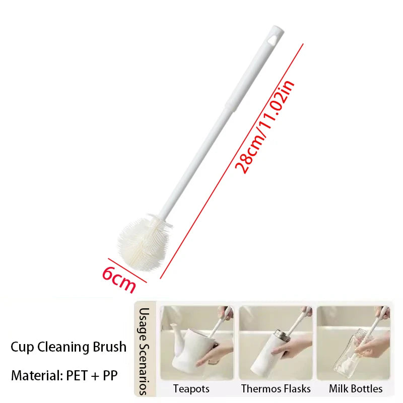 Long Handle Cup Brush,Kitchen Glass Bottle Cleaning Brush,Milk Bottle Tea Cup