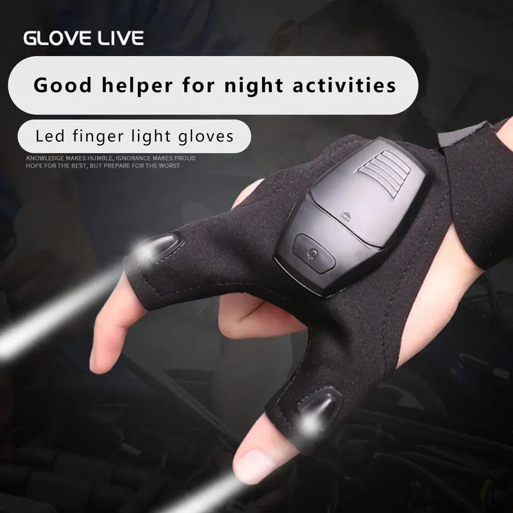Rechargeable Led Flashlight Glove Gadgets Tools for Fishing Camping Repair