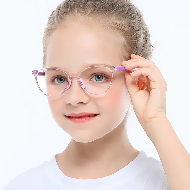 Blue Light Blocking Glasses for Kids Computer Glasses TR90 Frame Clear Lens
