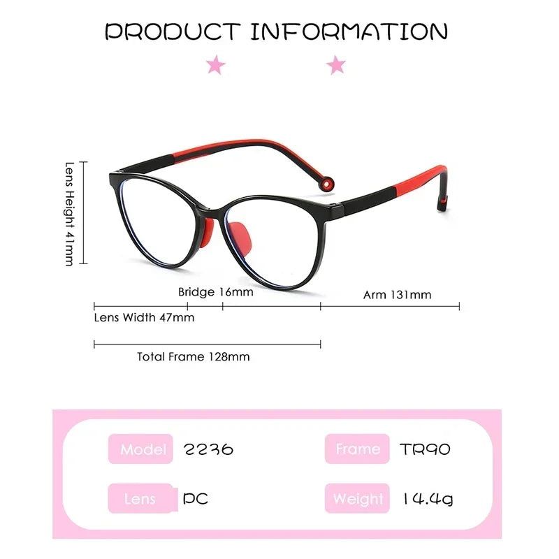 Blue Light Blocking Glasses for Kids Computer Glasses TR90 Frame Clear Lens
