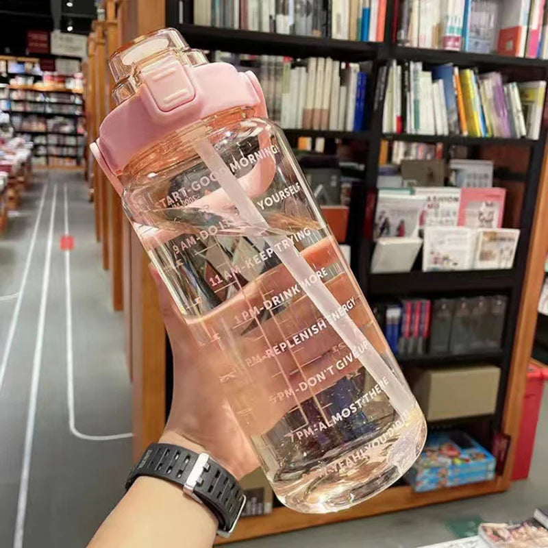 2 Liter Water Bottle with Straw Female Jug Girls Portable Travel bottles Fitness