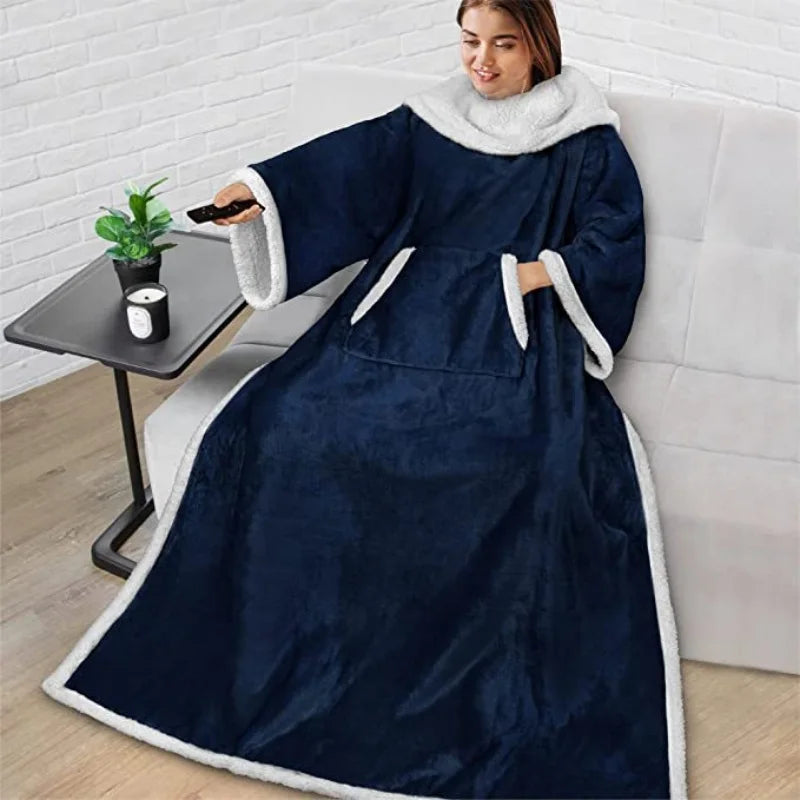 Home Wearable Adult Blanket Large Pocket Multifunctional Lazy Sleeve