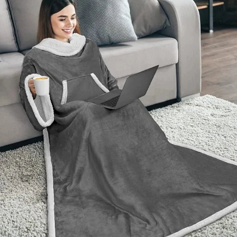 Home Wearable Adult Blanket Large Pocket Multifunctional Lazy Sleeve