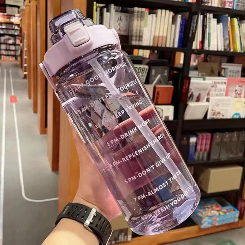 2 Liter Water Bottle with Straw Female Jug Girls Portable Travel bottles Fitness
