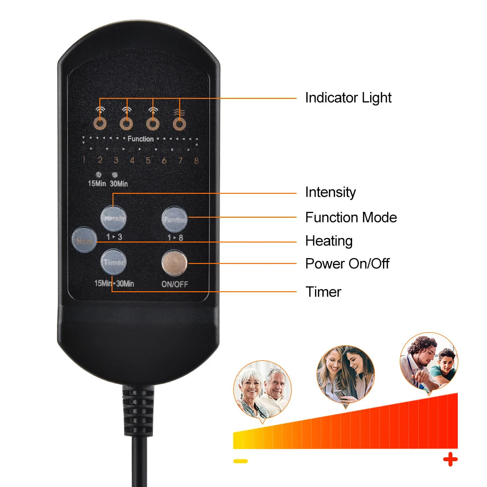 Electric Back Massager Heating Vibrating Full Body Cushion Lumbar Shoulder Pain