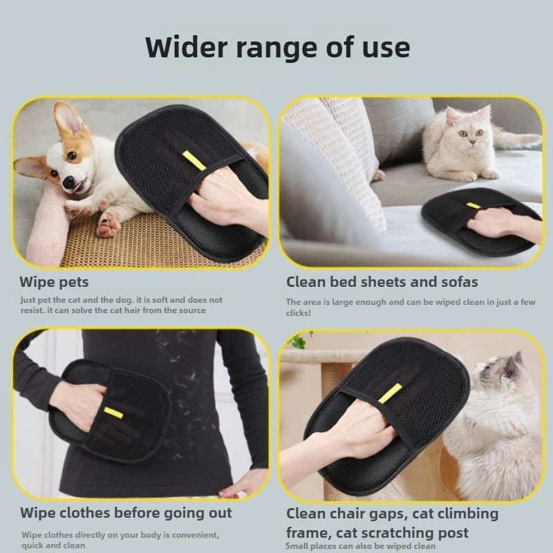 Pet Hair Removal Tools, Reusable Anti-static Gloves, Double-sided Pet Care