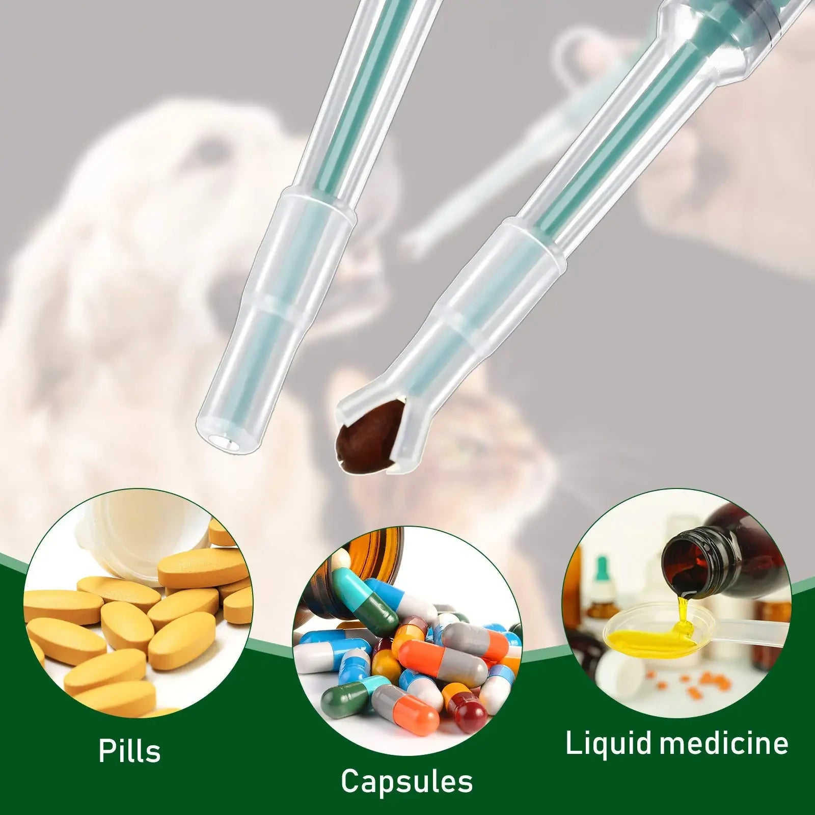 Pet Medication Dispenser, Pressing Feeding Stick for Cats and Dogs
