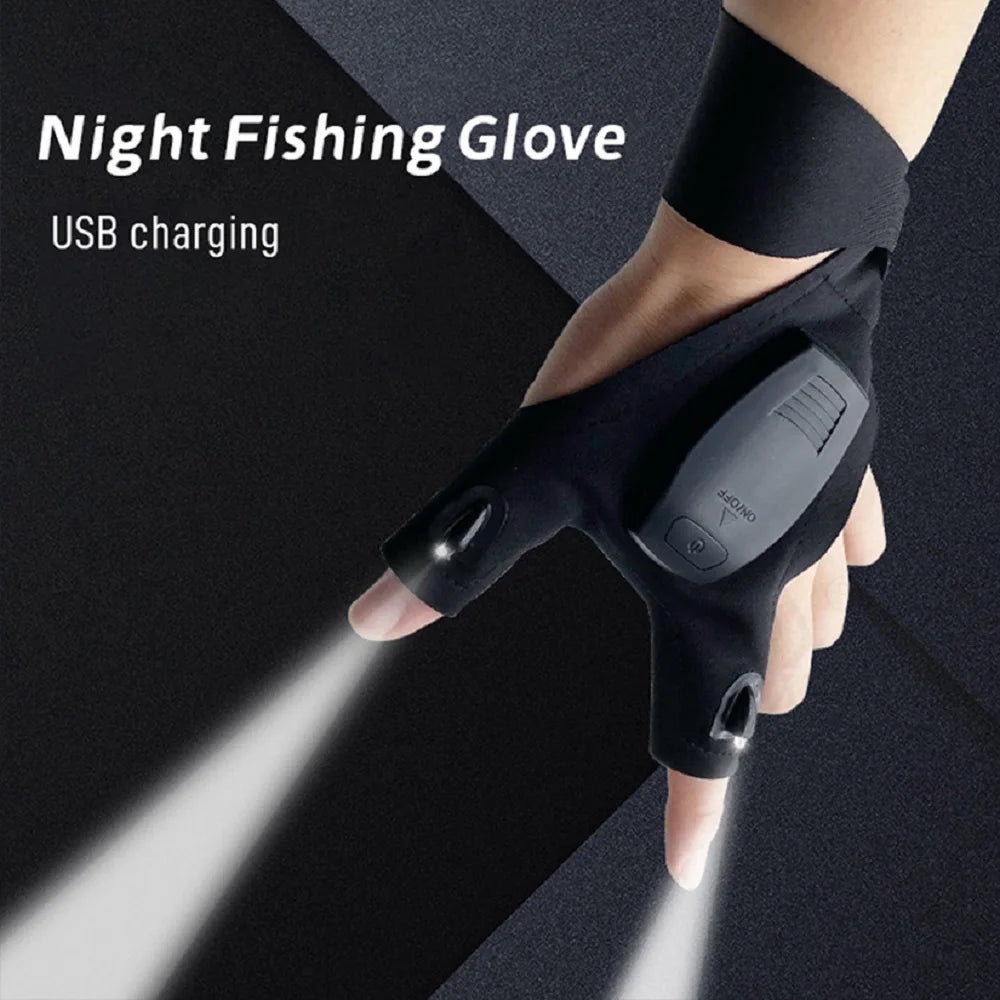 Rechargeable Led Flashlight Glove Gadgets Tools for Fishing Camping Repair