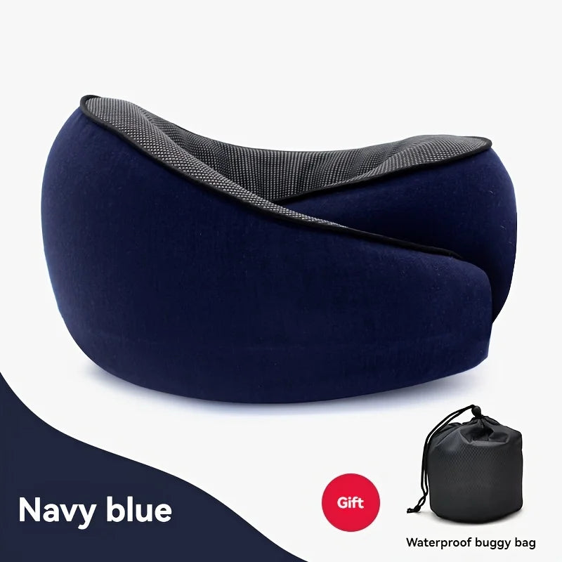 1 comfy memory foam travel pillow with breathable sleeve, machine washable