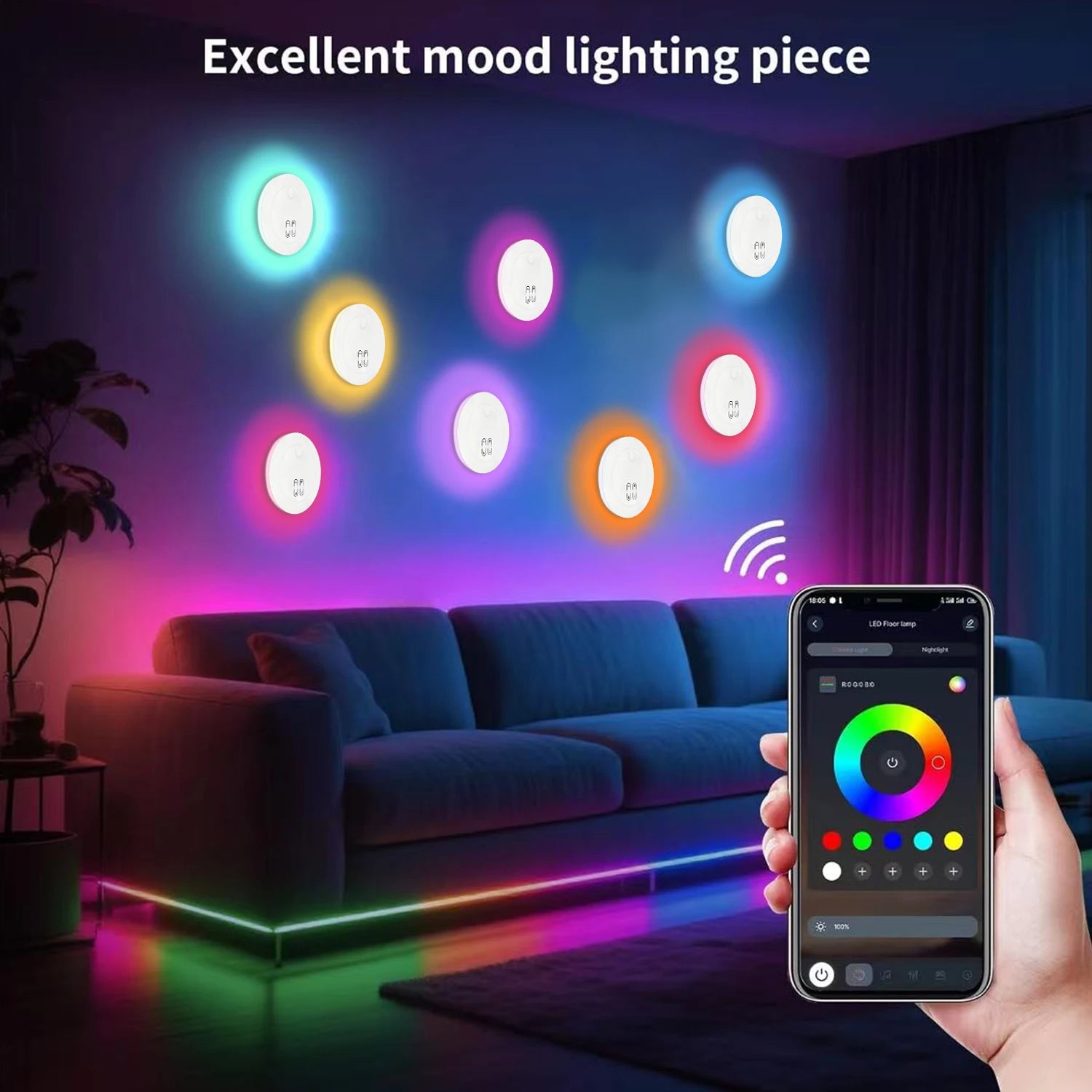 Smart LED Wall  Light, APP Control, Dynamic RGBIC Light with Music Sync