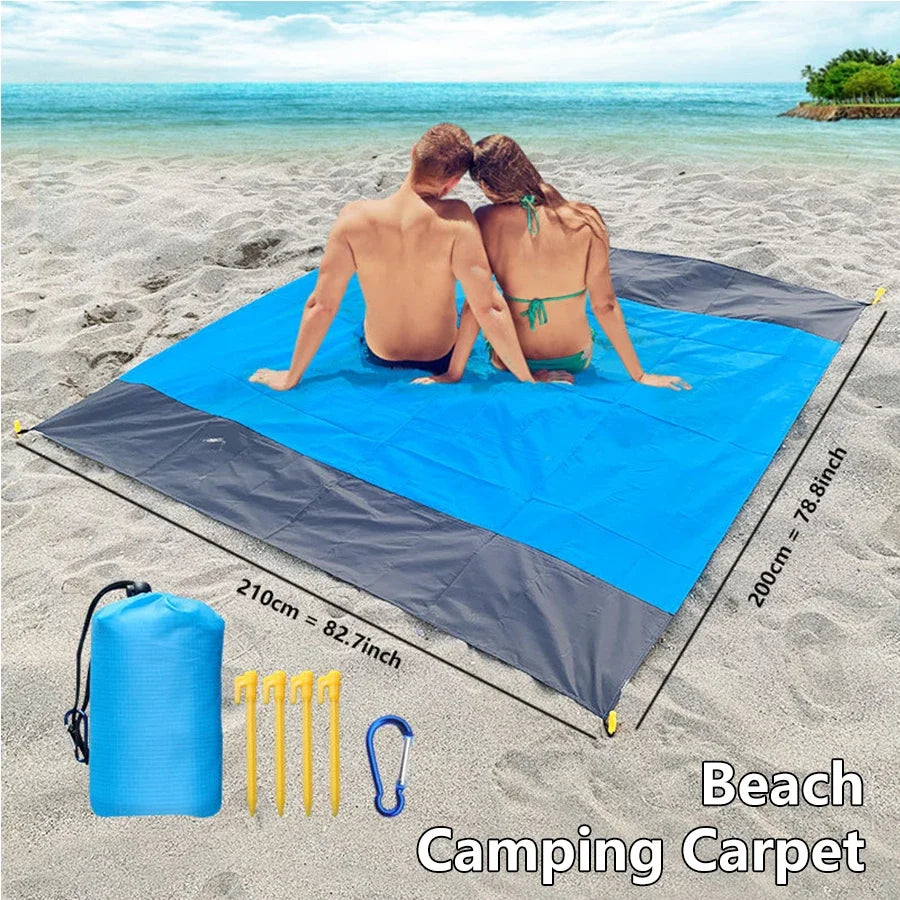 Portable Beach Blanket 200*210cm Sandproof Beach Mat Waterproof Quick