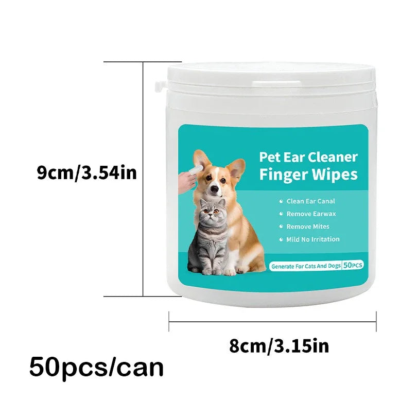 Pet cleaning products  Ear cleaning wipes  Ear care fingertips  Ear mite removal