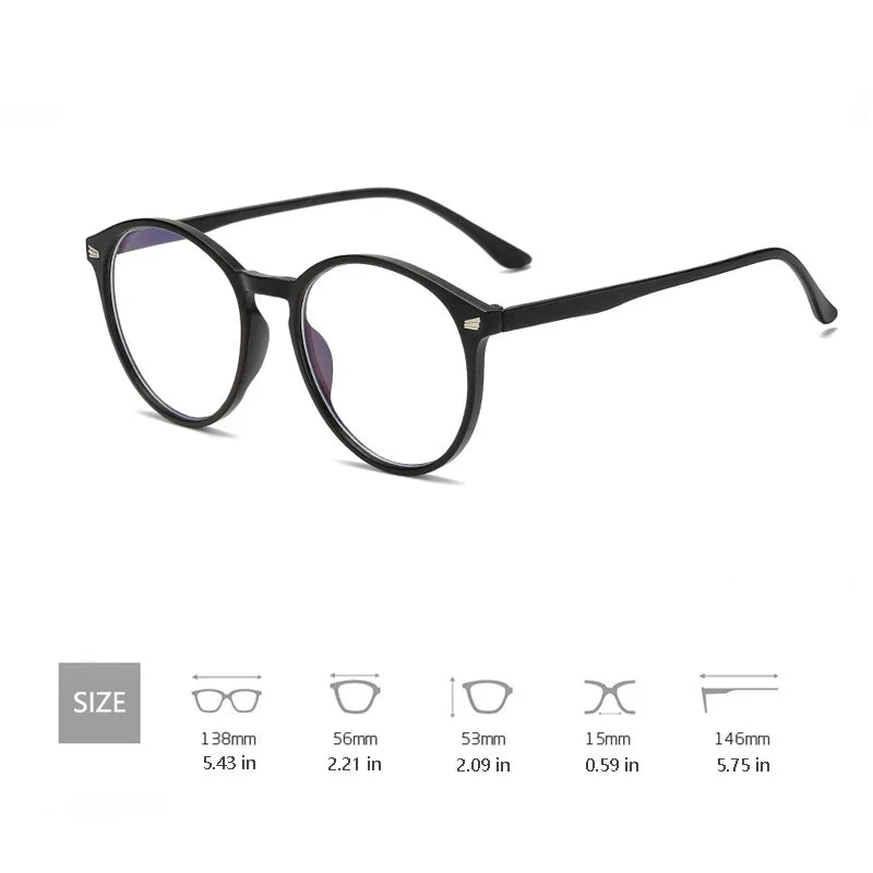 Blue Light Blocking Glasses, Vintage Round Full Frame with Metal Rivet Details