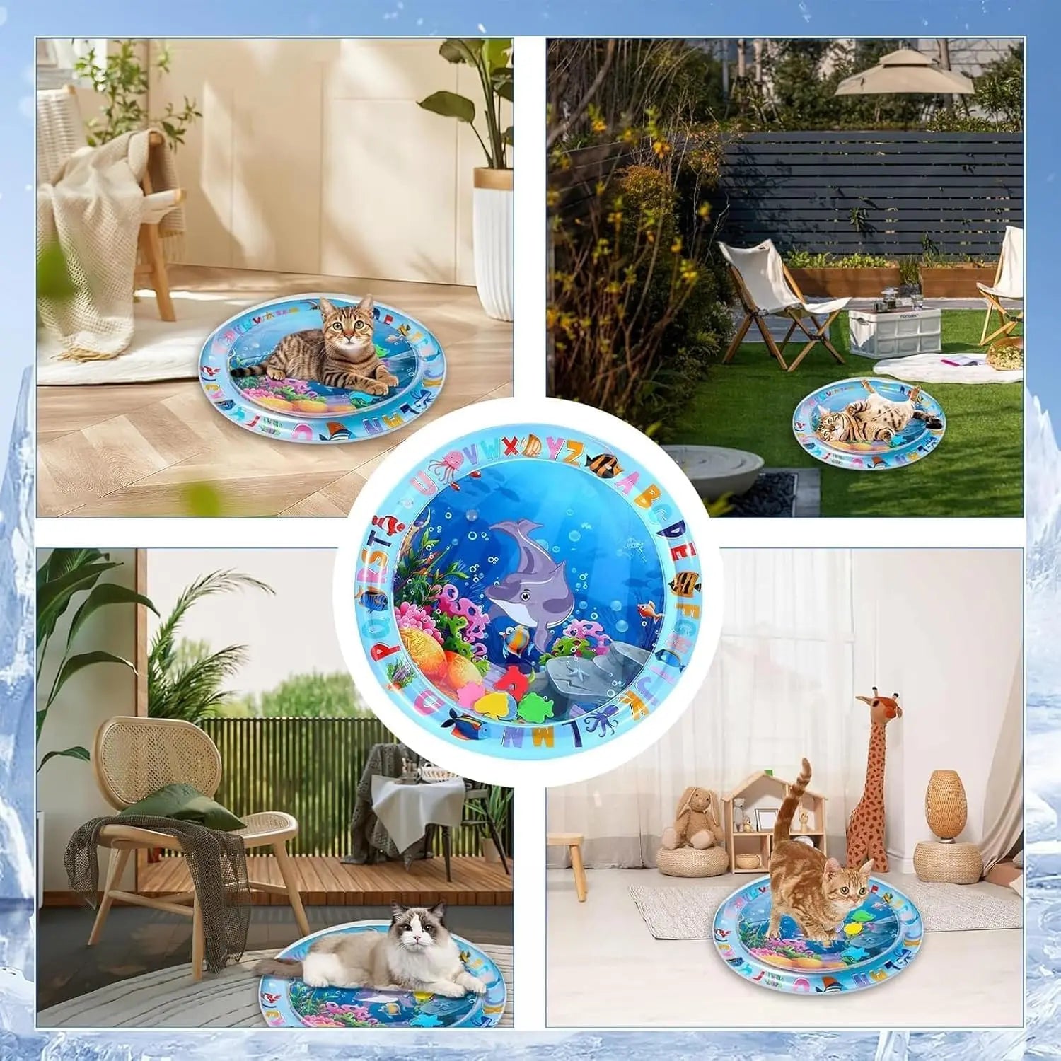 Pet Water Sensory Play Mat for Cats and Dogs Thickened Cooling Pad Interactive