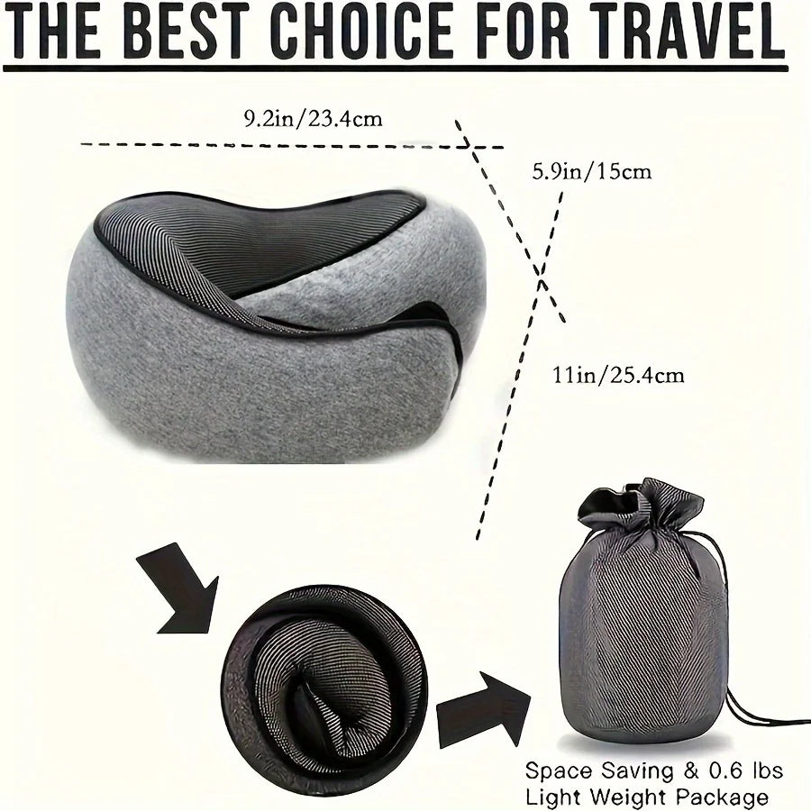 1 comfy memory foam travel pillow with breathable sleeve, machine washable