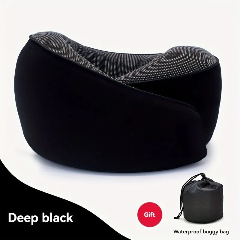 1 comfy memory foam travel pillow with breathable sleeve, machine washable