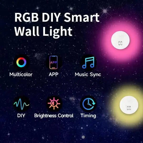 Smart LED Wall  Light, APP Control, Dynamic RGBIC Light with Music Sync