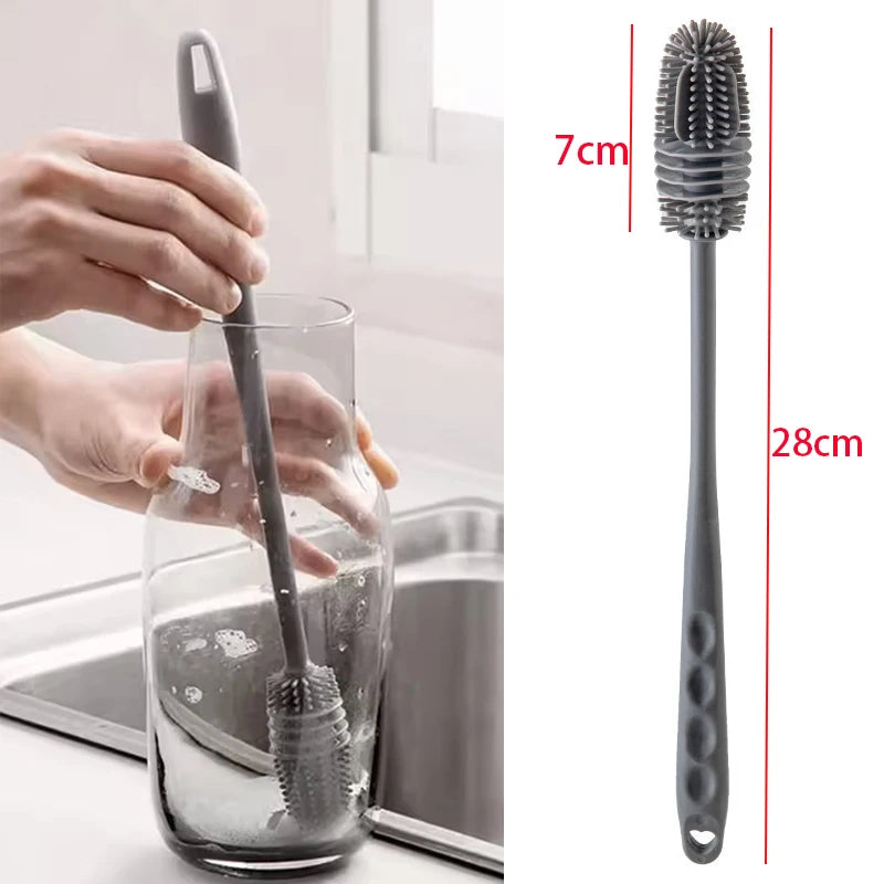 Long Handle Cup Brush,Kitchen Glass Bottle Cleaning Brush,Milk Bottle Tea Cup