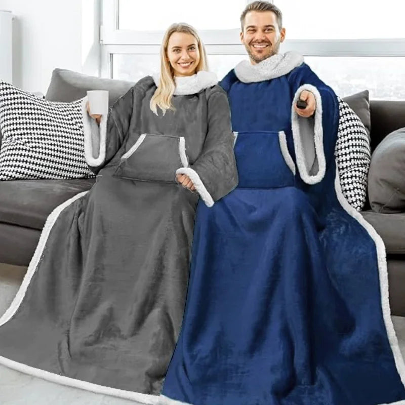 Home Wearable Adult Blanket Large Pocket Multifunctional Lazy Sleeve