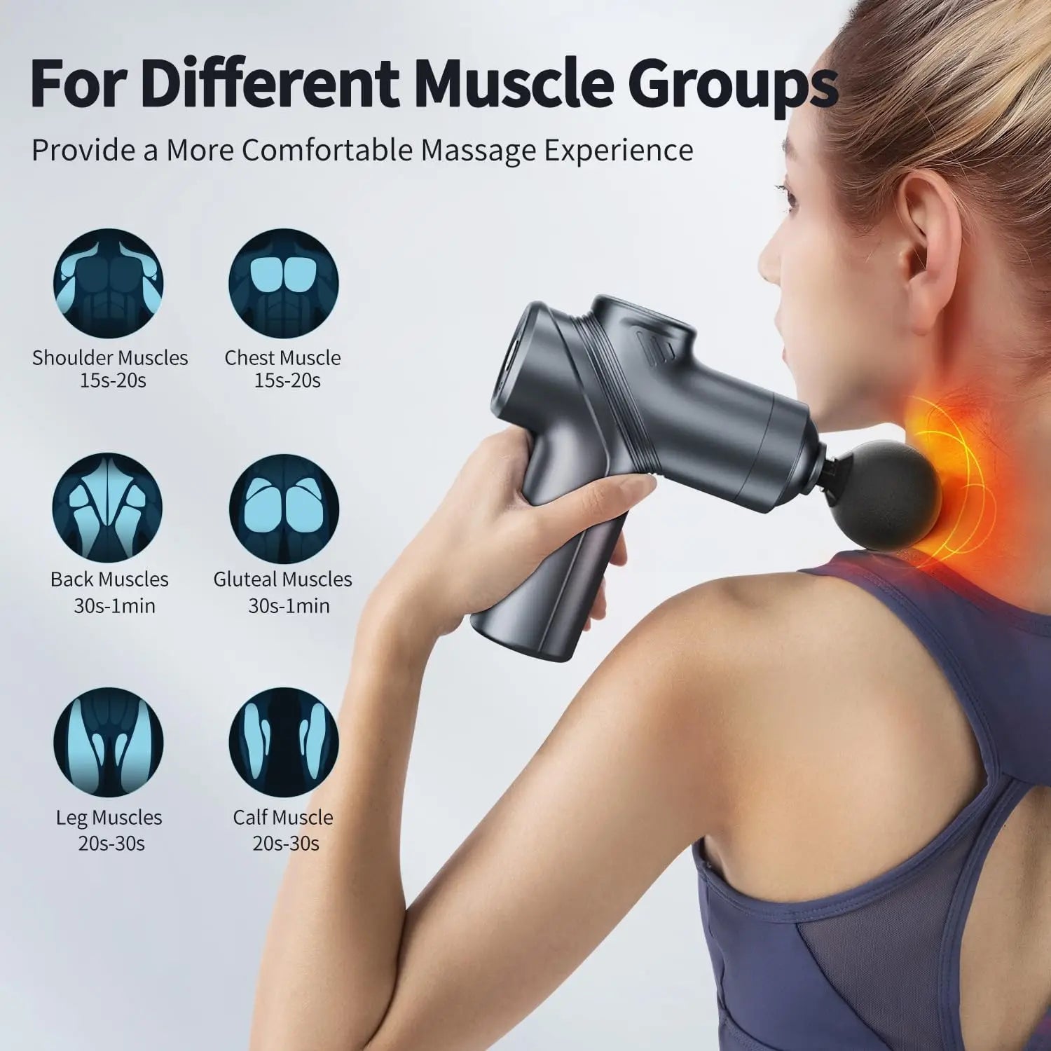 Massage Gun Silent Brushless Motor Portable Massager with 4 Interchangeable