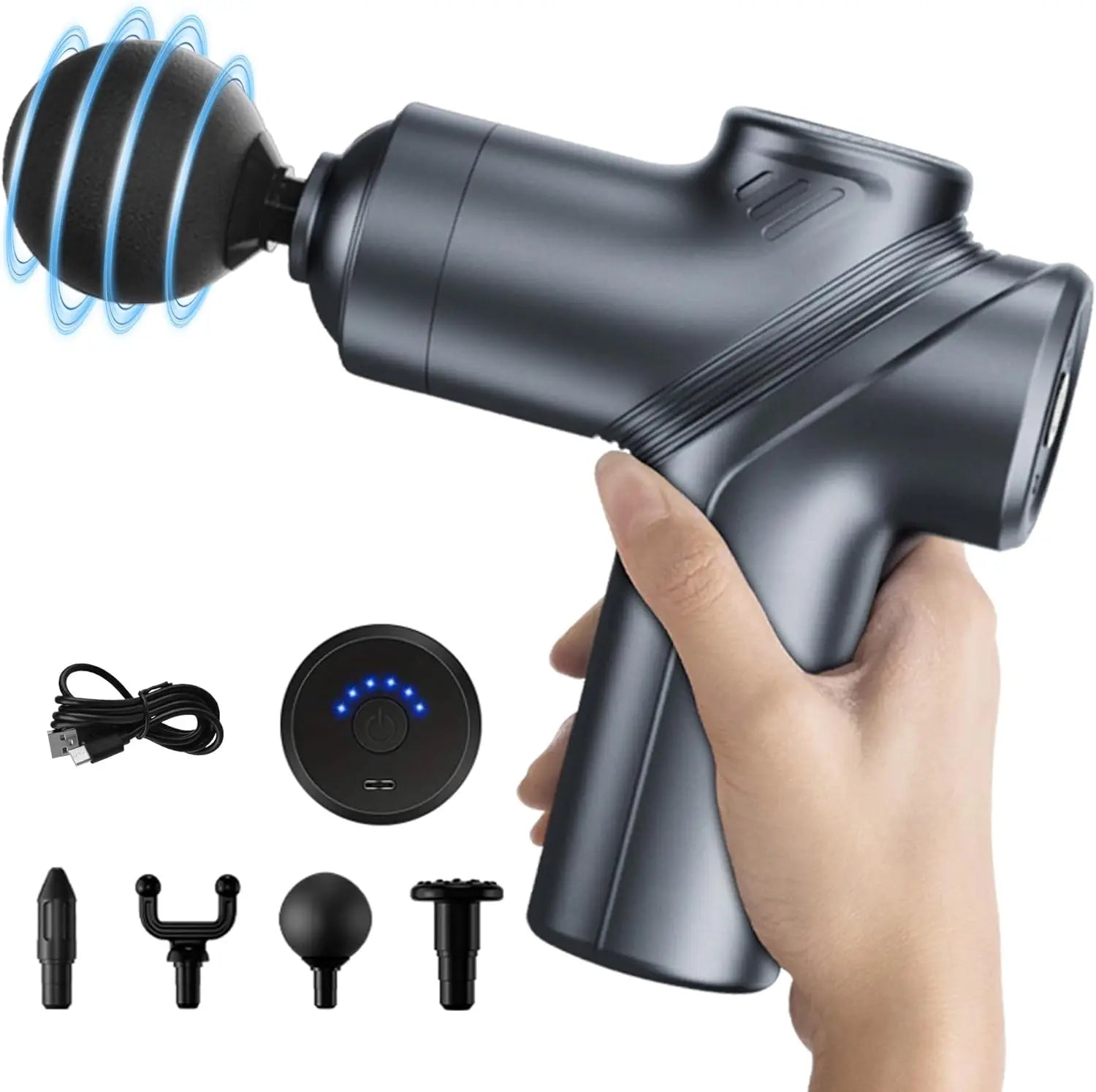 Massage Gun Silent Brushless Motor Portable Massager with 4 Interchangeable