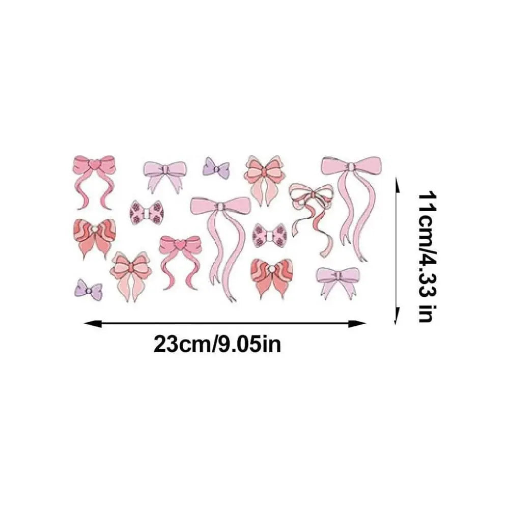 UV DTF Wrap Transfer Pink Bow Sticker Water Bottles Sticker For 16Oz Glass Cup