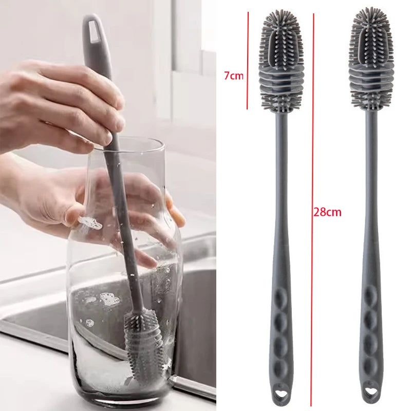 Long Handle Cup Brush,Kitchen Glass Bottle Cleaning Brush,Milk Bottle Tea Cup