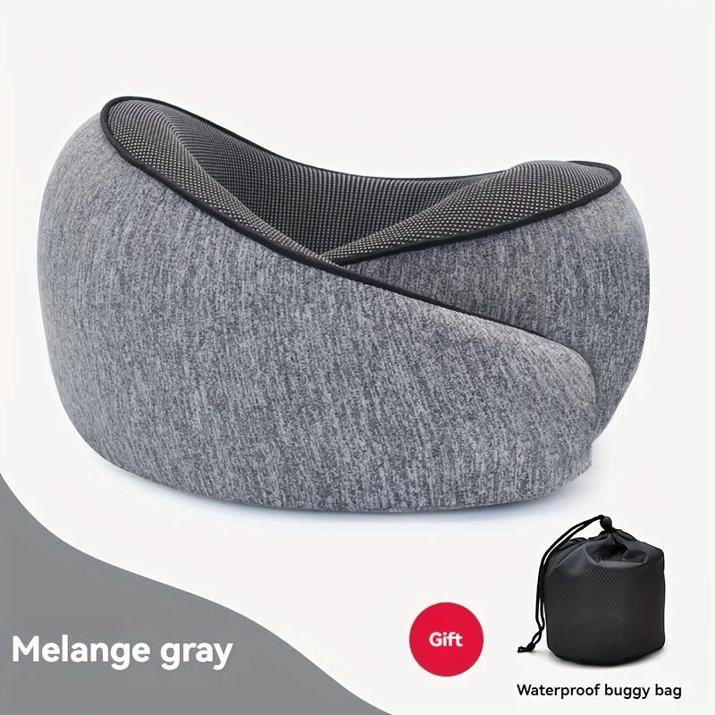 1 comfy memory foam travel pillow with breathable sleeve, machine washable