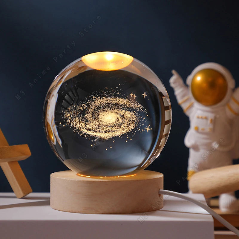 3D Crystal Ball Galaxy Lamp