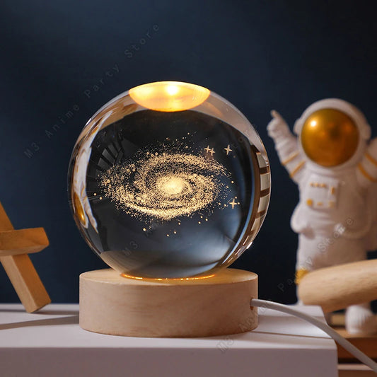 3D Crystal Ball Galaxy Lamp